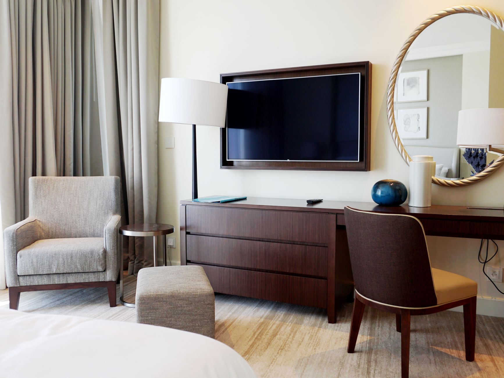 Luxury hotel suite interior inspection by a professional travel advisor ensuring five-star standards